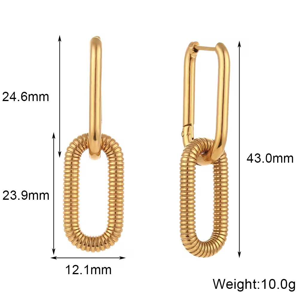 Minimalist 18K Gold Plated Stainless Steel Paper Clip Drop Earrings Statement Earings Jewelry Women