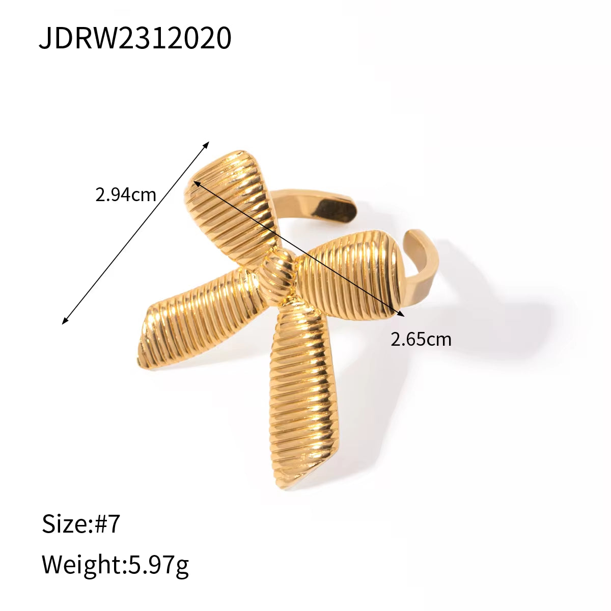 New Trend Bow Design Series Rings Gold Jewelry Stainless Steel Bow Pendant Necklace Earrings Sets