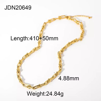 Waterproof Stainless Steel Thick Chain Layers Bead Snake Paperclip Cuban Chain Choker Necklace