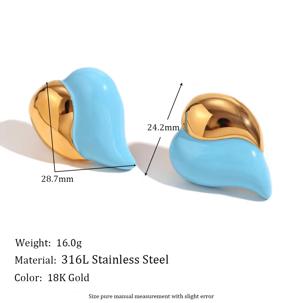 Summer 2024 Y2K Jewelry Colorful Enamel Heart Jewelry Gold Plated Earrings Stainless Steel Gift Ideas