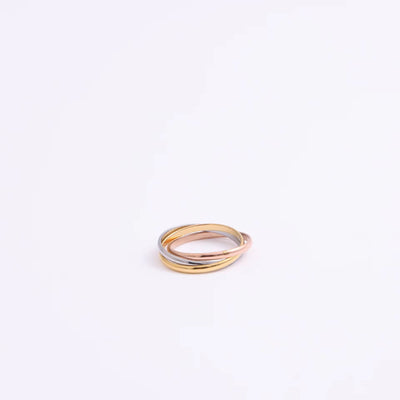 High End Triple Band Stainless Steel Eternity Love Couple Ring Three Circle Interlocking Finger Ring