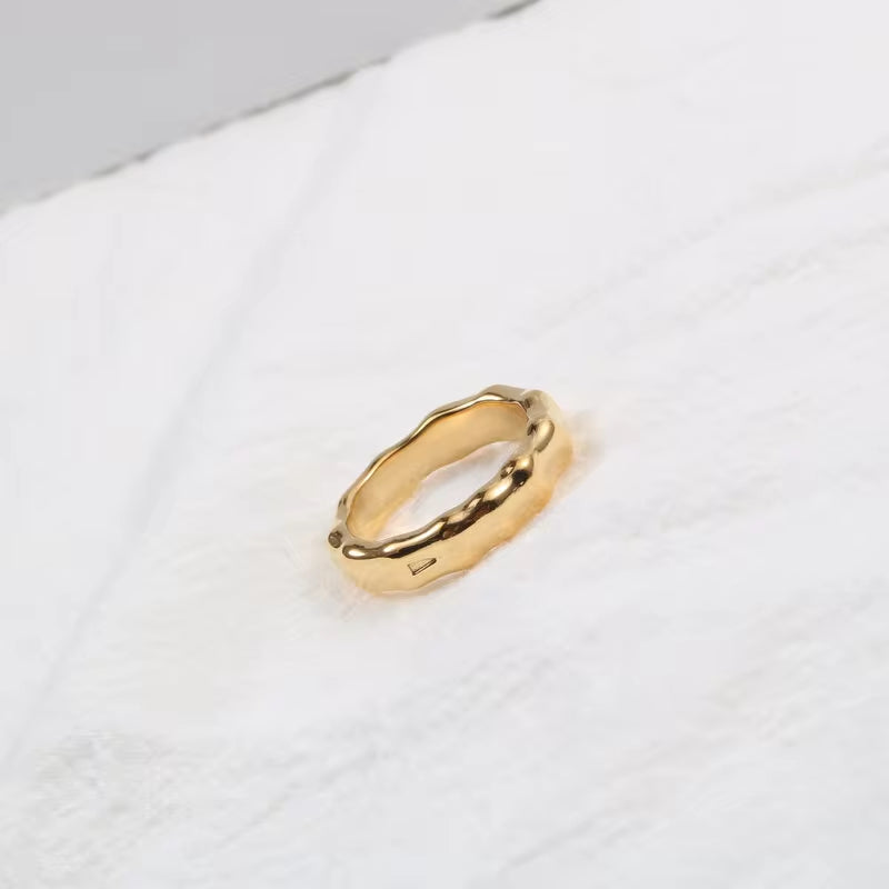 Ins Hot High End 18K Gold Plated Chunky Bamboo Rings Trendy Earrings Wholesale Stainless Steel Jewelry