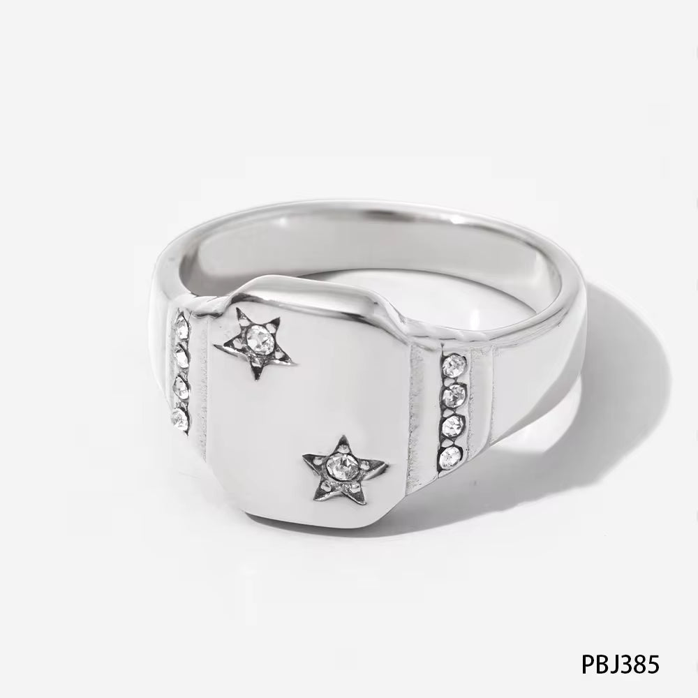 New Arrival Design Chunky Star Zircon North Star Rings Waterproof & Tarnish Free Stainless Steel Jewelry Rings