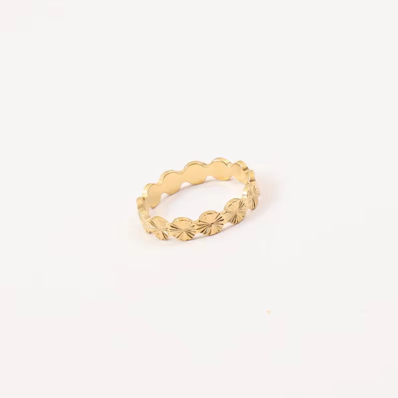 Wholesale 18K Gold Plated Flower Burst Non Tarnish Stainless Steel Dainty Rings for Women