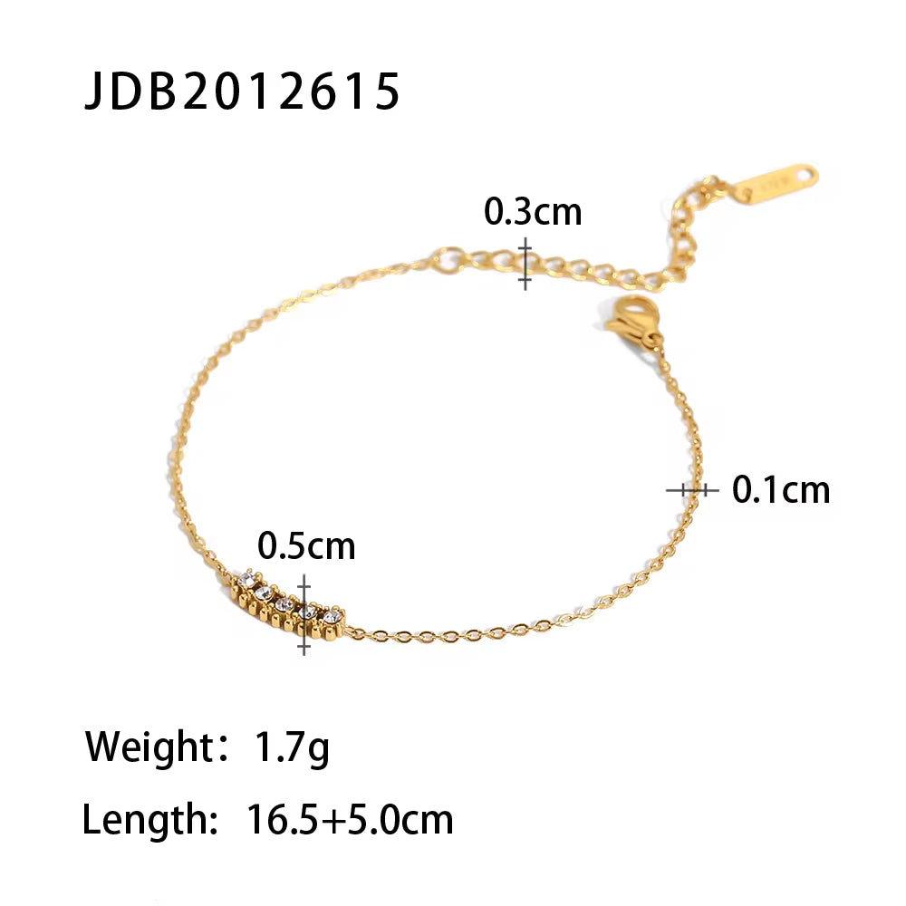 PVD Gold Plated Stainless Steel Green Cubic Zirconia Dainty Snake Butterfly Tennis Link Chain Bracelets