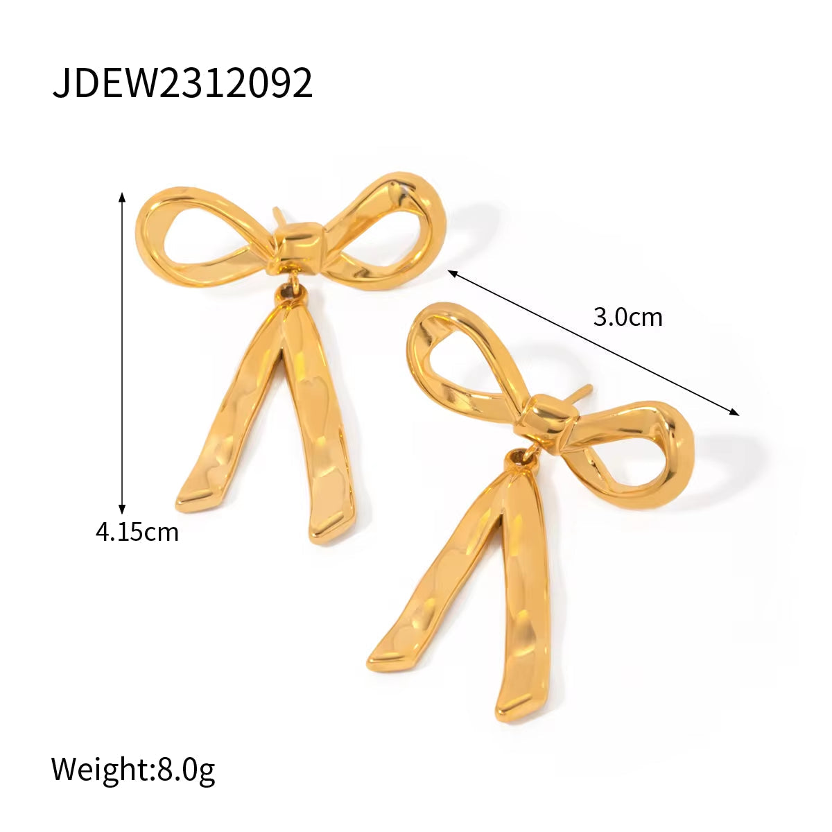 New Trend Bow Design Series Rings Gold Jewelry Stainless Steel Bow Pendant Necklace Earrings Sets