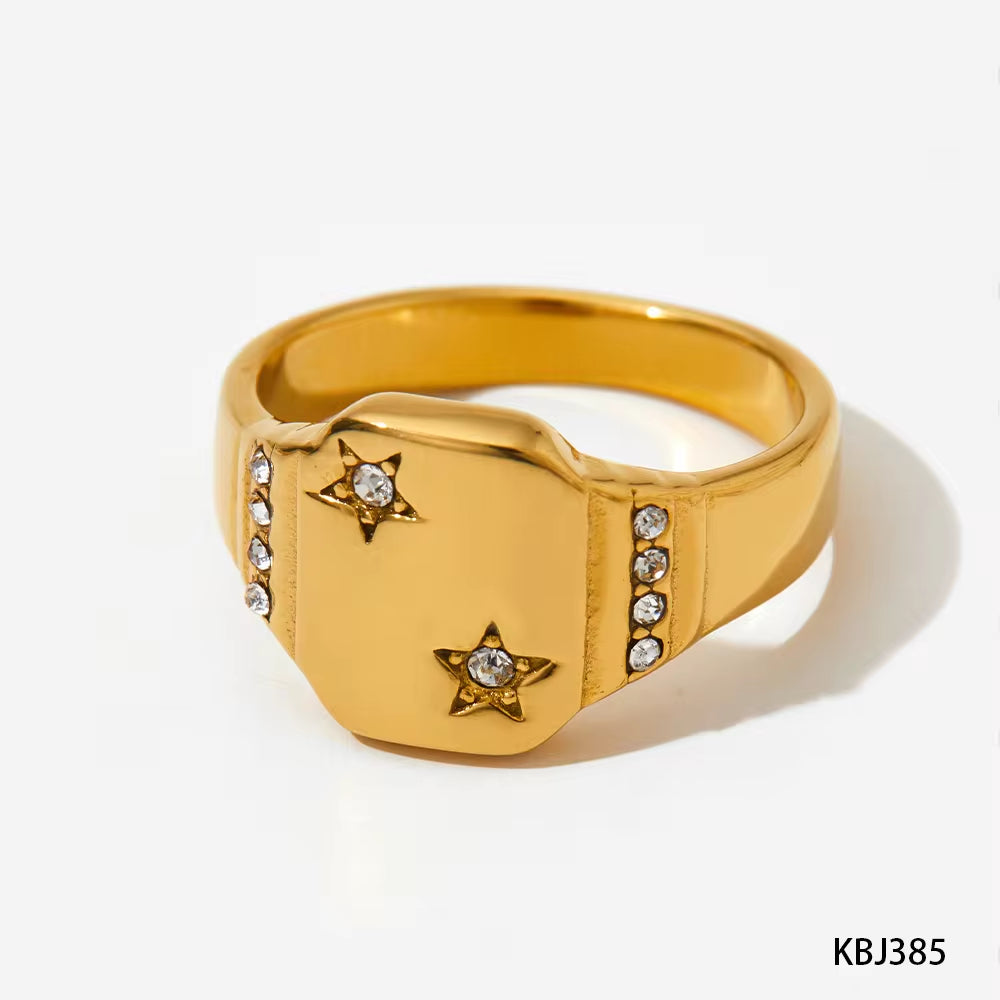 New Arrival Design Chunky Star Zircon North Star Rings Waterproof & Tarnish Free Stainless Steel Jewelry Rings