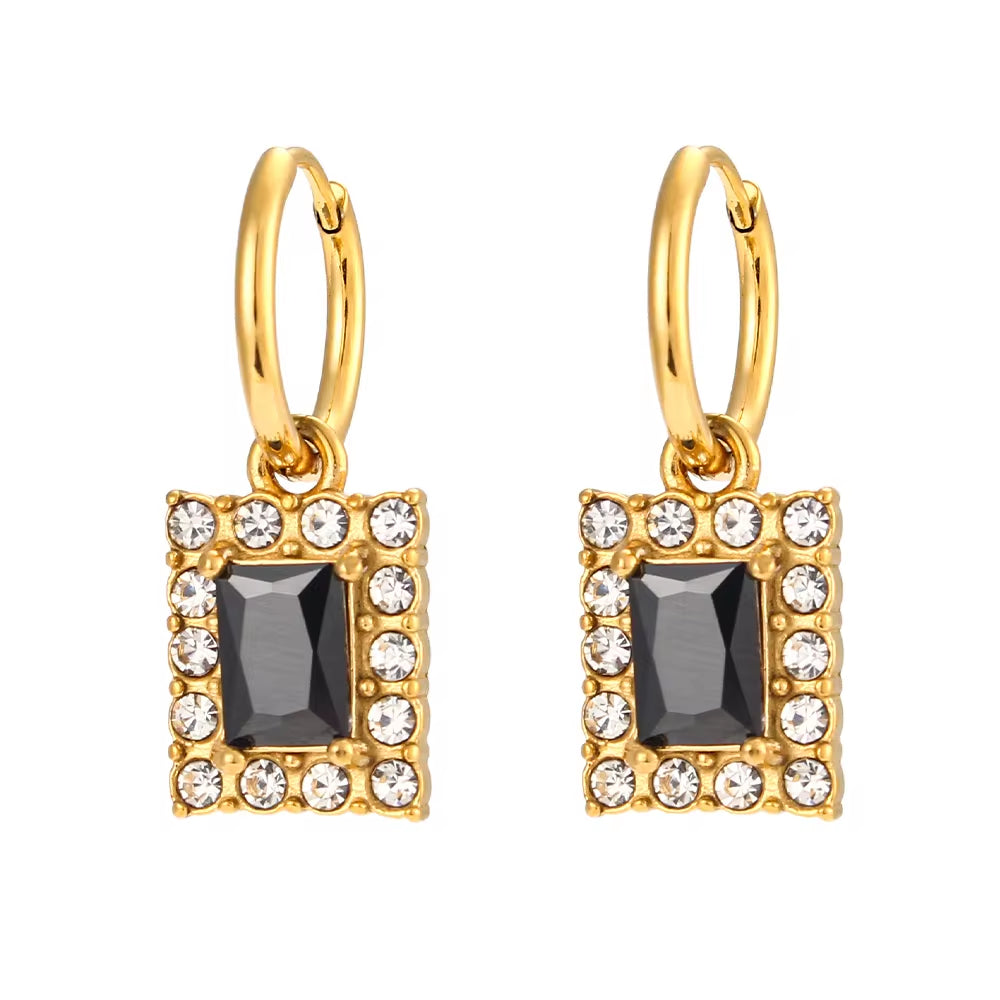 Luxury Zircon Earrings Set Gold Plated Party Jewelry Waterproof Stainless Steel Earrings Wholesale Bulk