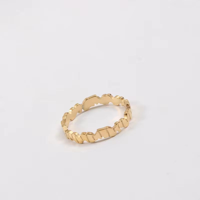 High End 18K Plain Gold Irregular Gold Block Rings Stainless Steel Chunky Rings