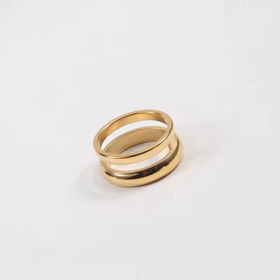 INS Trendy Minimalist Jewelry Double Wire Gold Plated Chain Ring Jewelry Stainless Steel Knuckle Joint Ring for Women