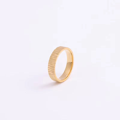 Waterproof PVD 18K Gold Plated Snowflake Stripe Rings for Women Finger Ring