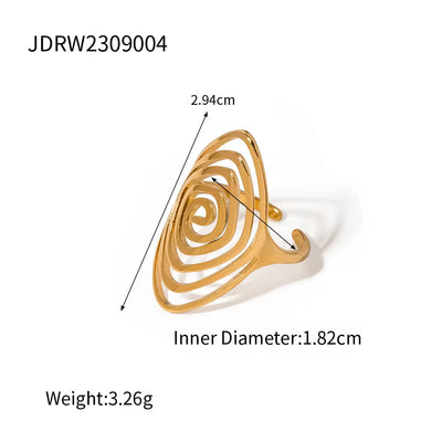 Hot Sell Gold Plated Stainless Steel Geometric Spiral Stud Earrings and Rings Sets for Women Jewelry