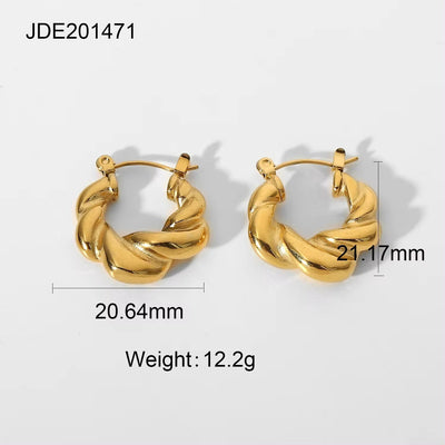 Chunky Twist Hoop Earrings Stud 18K Gold Plated Stainless Steel Statement Hoop Earring Jewelry Sets for Women