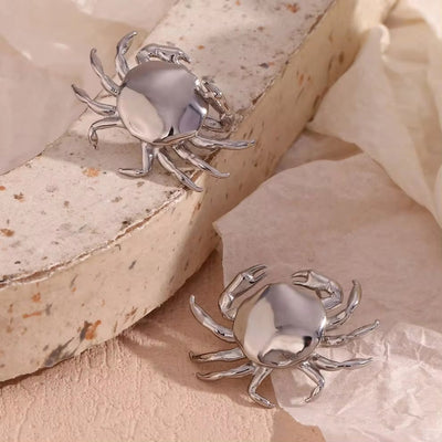 Dainty Crab Stud Earrings for Women Waterproof Jewelry Gold Plated Christmas Earrings