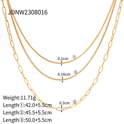 Jewelry Stainless Steel Figaro Double Layer Necklace Snake Paperclip Chain Stacking Layer Chain Necklace