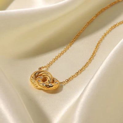 New Arrival Hollow Circle Necklace Zircon Stainless Steel round Circle Pendant Necklace for Girls