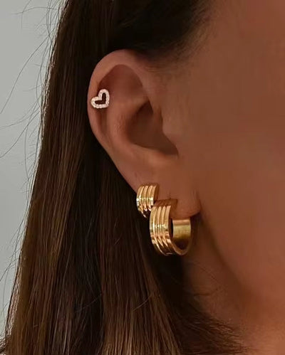 Ins Wide Rib Multi-Layer Ear Clip Stainless Steel 18K Pvd Gold Plated Party Gift Jewelry Earrings