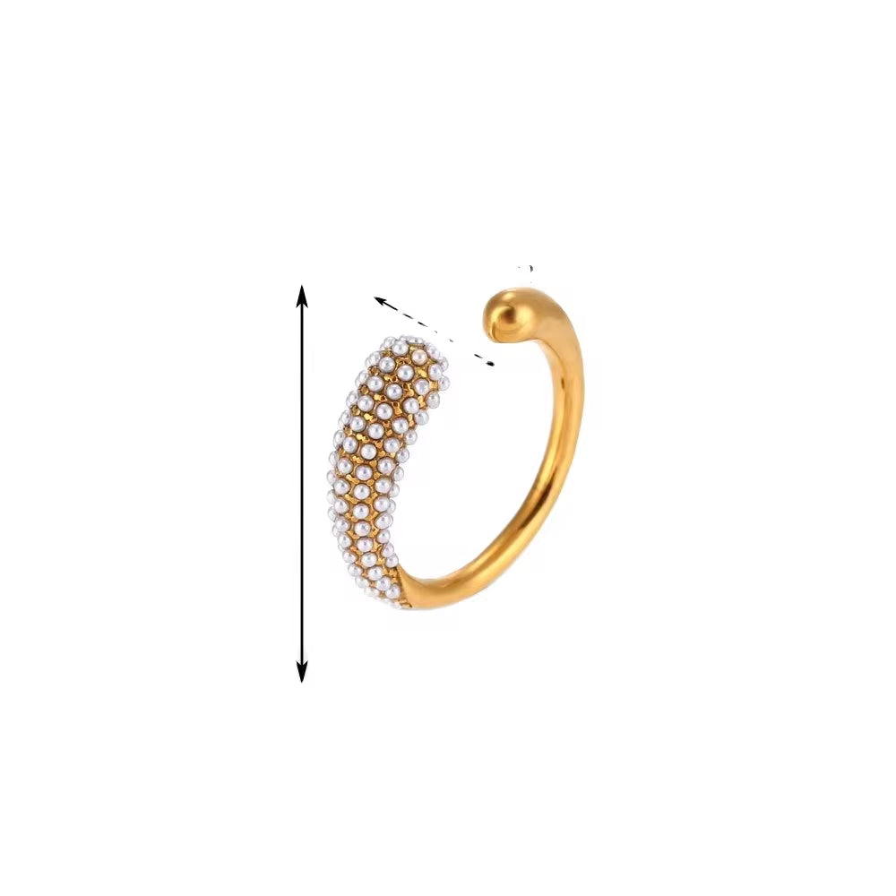 Wholesale Fine Jewelry 18K Gold Plated Stainless Steel Cz Diamond Finger Ring Gold Weeding Band Ring Adjustable Open Ring