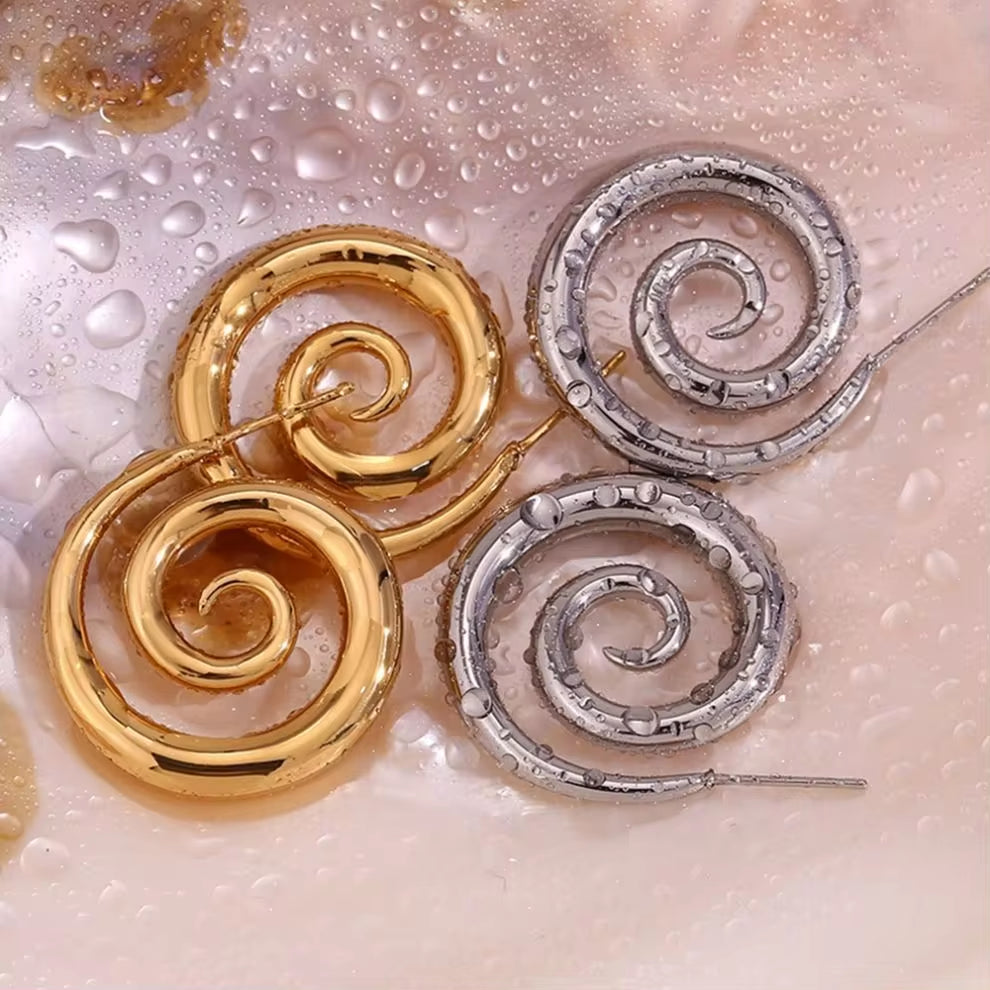 Winding Gold Plated Jewelry Stainless Steel Stud Earrings for Women Statement Jewelry Gifts Idea