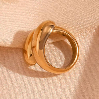 Exaggerated Chunky Jewelry Double Layer Minimalist Gold Plated Signet Rings Stainless Steel Statement Jewelry