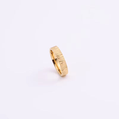 Waterproof PVD 18K Gold Plated Snowflake Stripe Rings for Women Finger Ring