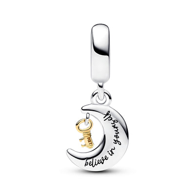 Pandora Two-tone Key & Moon Dangle Charm 762985C01