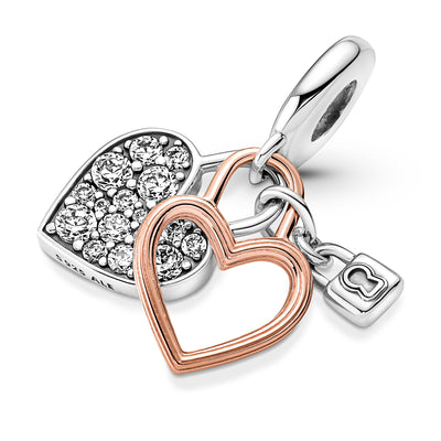 Heart Padlock Double Dangle Charm