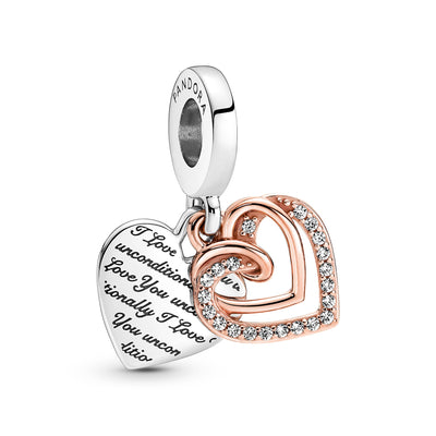 Entwined Hearts Double Dangle Charm