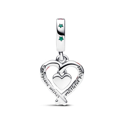 Pandora Double Candy Cane Heart Christmas Dangle Charm 792822C01