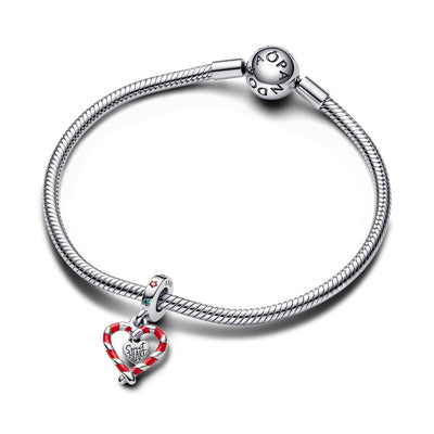 Pandora Double Candy Cane Heart Christmas Dangle Charm 792822C01