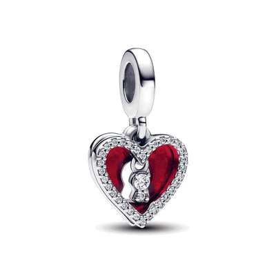 Red Heart & Keyhole Double Dangle Charm 793119C01