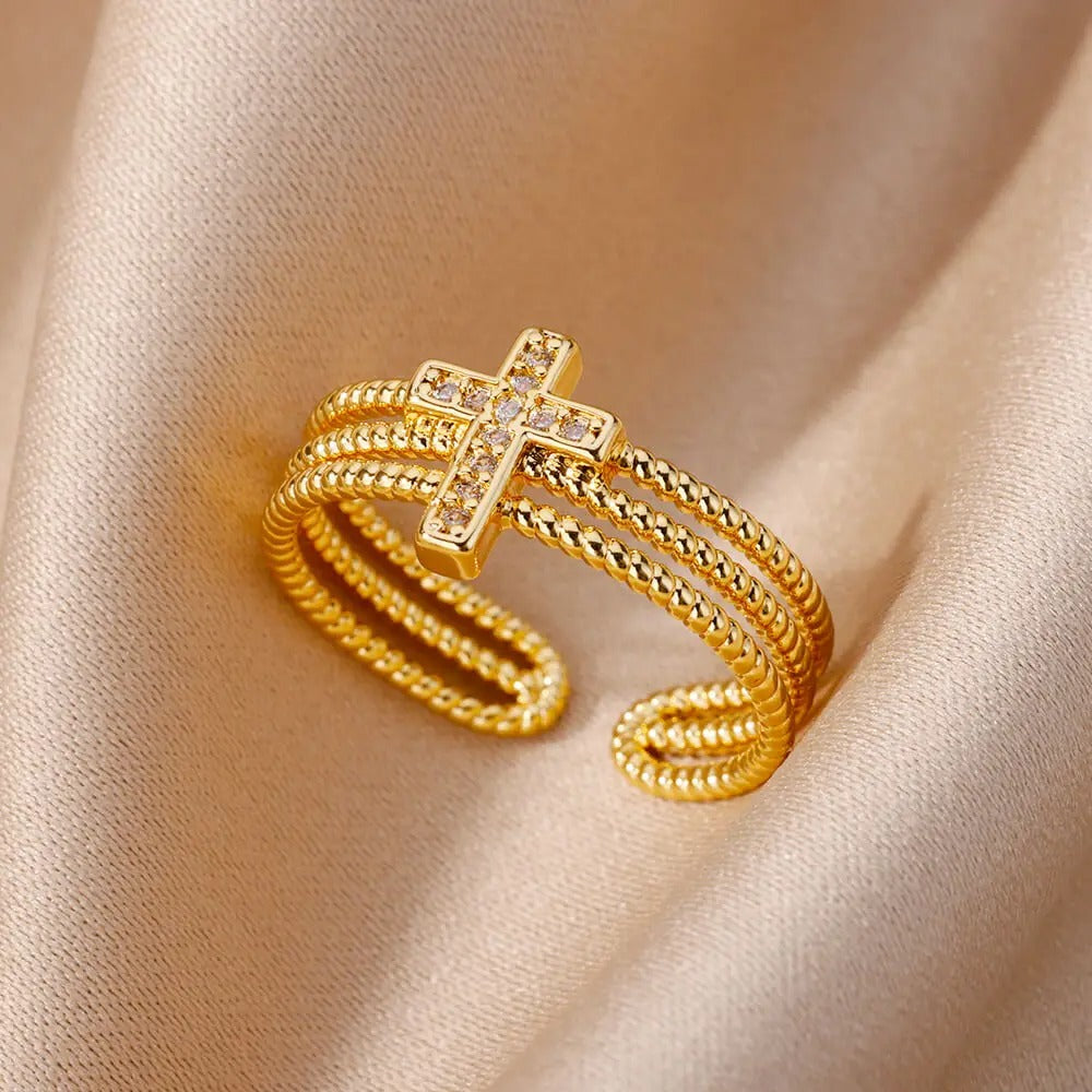 Cross Zircon Ring