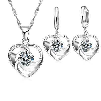 Diamond Heart Necklace & Earring