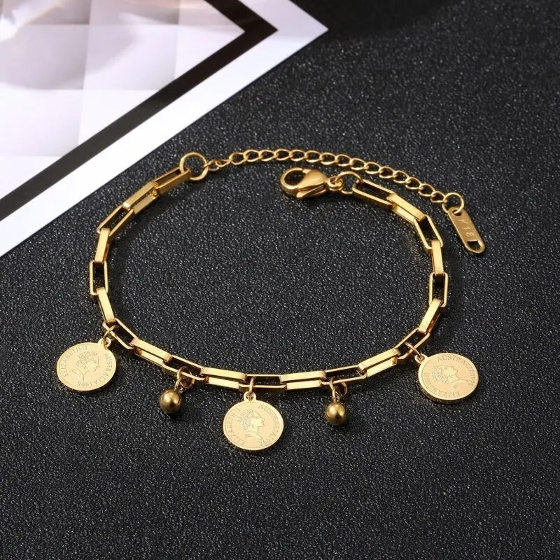 Hip Hop Round Coins Bracelet