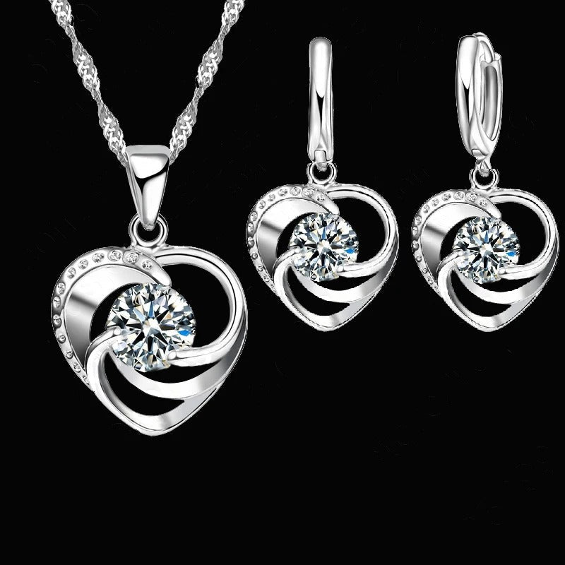 Diamond Heart Necklace & Earring