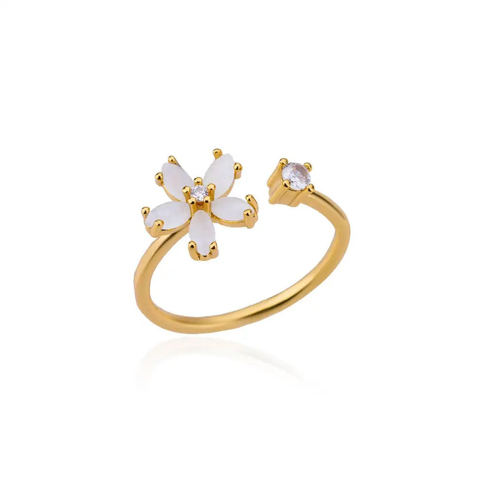 Cubic Zircon Flower Ring