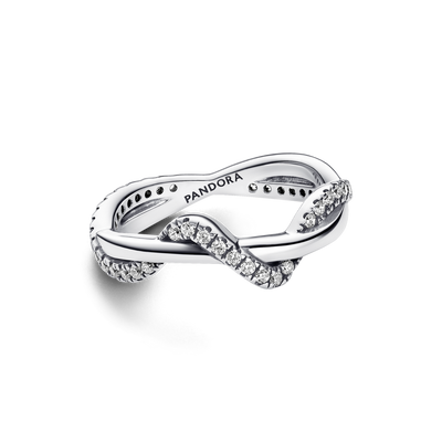 Sparkling Intertwined Wave Ring 193098C01