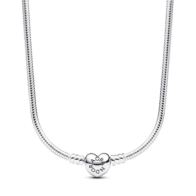 Pandora Moments Heart Clasp Snake Chain Necklace 393091C00