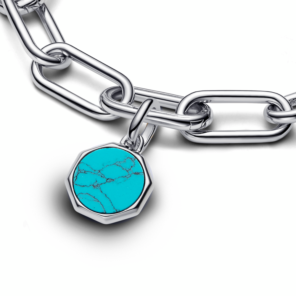 Turquoise-Colored Engravable Mini Medallion Charm 793388C01